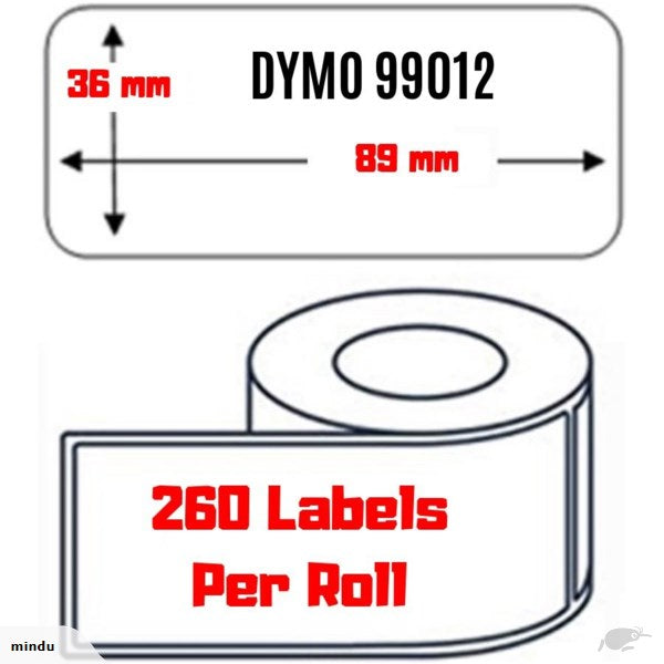 Dymo Compatible 99012 LabelWriter Labels 89x36mm S0722400 - Pkt of 12 Rolls