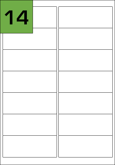 Avery Compatible L7163 14Up Multi Purpose A4 Laser / Inkjet Labels - 99.1mm x 38.1mm - Pack / 100 Sheets